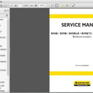 New Holland B110B, B115B B90B B95B B95BLR B95BTC Backhoe Loader Service Manual (84428670B) - PDF Download