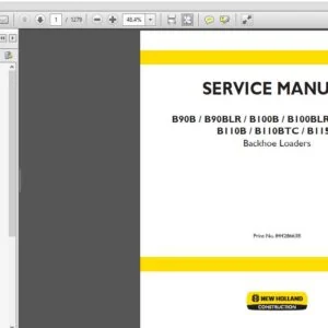 New Holland B90B B90BLR B100B B100BLR B100BTC B110B B110BTC B115B Backhoe Loaders Service Manual (84428663B) - PDF Download