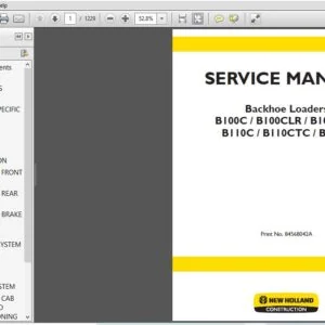 New Holland Backhoe Loader B100C B100CLR B100CTC B110C B110CTC B115C Service Manual (84568042A) - PDF Download