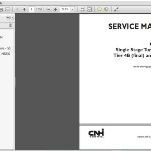 New Holland CNH Cursor 13 Single Stage Turbocharger Tier 4B (final) & Stage IV Engine Service Manual (47869981) - PDF Downlaod