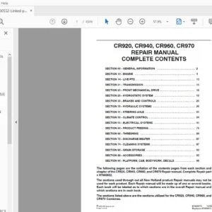 New Holland CR920 CR940 CR960 CR970 Combine Service Repair Manual 87600552 - PDF DOWNLOAD