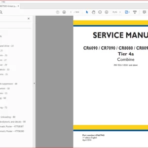 New Holland Combine CR6090, CR7090, CR8080, CR8090, CR9090 Tier 4A Service Manual 47667943 - PDF DOWNLOAD