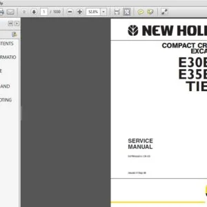 New Holland Compact Hydraulic Excavator E30BSR, E35BSR Tier 4 Repair Service Manual S5PW0029E01EN - PDF DOWNLOAD