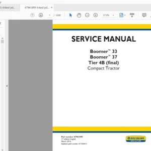 New Holland Compact Tractor Boomer 33, 37 Tier 4B Service Manual 47941899 - PDF DOWNLOAD
