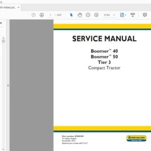 New Holland Compact Tractor Boomer 40, Boomer 50 Tier 3 Service Manual 47698299 - PDF DOWNLOAD