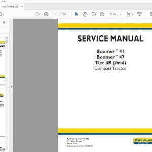 New Holland Compact Tractor Boomer 41, 47 Tier 4B final Service Manual 47941902 - PDF DOWNLOAD