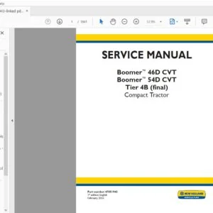 New Holland Compact Tractor Boomer 46D, Boomer 54D Tier 4B Service Manual 47851943 - PDF DOWNLOAD
