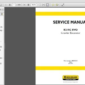 New Holland Crawler Excavator E215C EVO Tier 3 Service Manual 48034215 - PDF DOWNLOAD