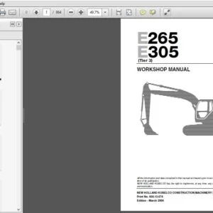 New Holland Crawler Excavator E265, E305 Tier 3 Workshop Manual 60413674 - PDF DOWNLOAD