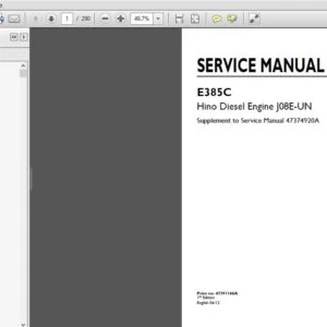 New Holland Crawler Excavator E385C, Hino Diesel Engine J08E-TM Service Manual (47391166A) - NH - PDF Download