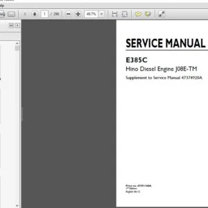 New Holland Crawler Excavator E385C, Hino Diesel Engine J08E-TM Supplement Service Manual (47374920A) - PDF Download