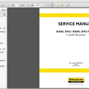 New Holland Crawler Excavator E485C EVO, E505C EVO Tier III Service Repair  Manual (48044251) - NH - PDF Download