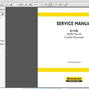 New Holland Crawler Excavators E135B Service Repair Manual (84392415A) - NH Crawler Excavators E135B - PDF Download