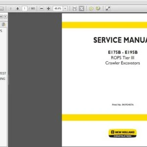 New Holland Crawler Excavators E175B, E195B Service Repair Manual (84392407A) - NH E175B, E195B - PDF Download