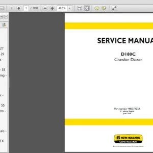 New Holland D180C Crawler Dozer Service Repair Manual (48037327A) - New Holland D180C - PDF Download