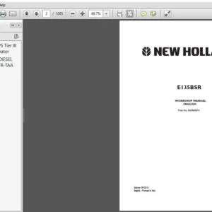 New Holland E135BSR ROPS Tier III Crawler Excavator Service Repair Manual (84396007A) New Holland E135BSR  - PDF Download