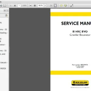 New Holland E145C EVO Crawler Excavator Service Repair Manual (48024947A) - PDF Download