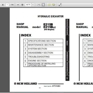 New Holland E215B E215BLC HS Engine Hydraulic Excavator Service Manual (87731203) - PDF Download
