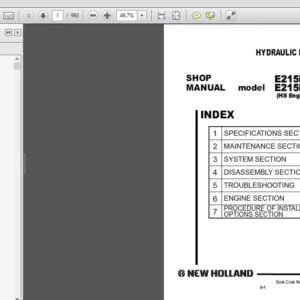New Holland E215B E215BLC HS Engine Hydraulic Excavator Service Repair Manual (87731204) - PDF Downlaod
