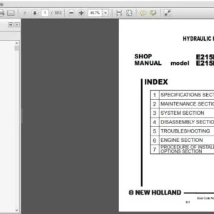 New Holland E215B E215LC Hydraulic Excavator Service Repair Manual (87731205) - PDF Download