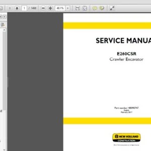 New Holland E260CSR Crawler Excavator Service Manual 48090747 - PDF DOWNLOAD