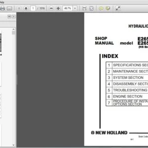 New Holland E265B E265BLC HS Engine Hydraulic Excavator Service Manual (87731202) - PDF Download