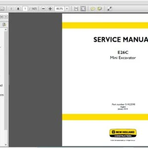 New Holland E26C Mini Excavator Service Repair Manual (51422598) - New Holland E26C Mini Excavator  - PDF Download