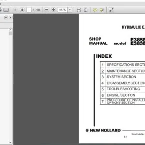 New Holland E385B E385BLC Hydraulic Excavator Shop Manual 87731197 - PDF DOWNLOAD