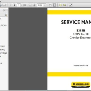 New Holland E385B ROPS Tier III Crawler Excavators Service Repair Manual (84392431A) - PDF Download