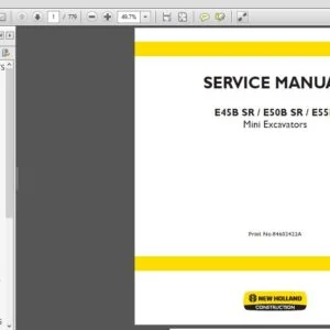 New Holland E45B SR E50B SR E55B Mini Excavators Service Manual (84602422A) - PDF Download
