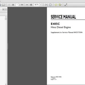 New Holland E485C Crawler Excavators Hino Diesel Engine Service Manual (84561180A_A4) - PDF Download