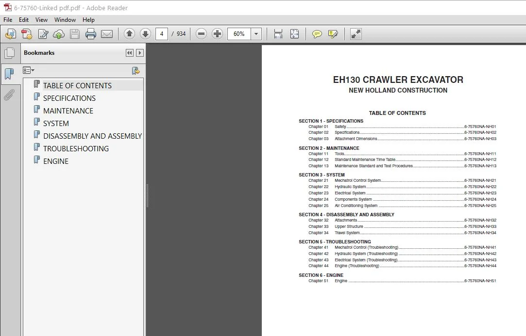 New Holland EH130 Crawler Excavator Service Repair Manual (6-75760) New Holland EH130 - PDF Download - Image 2
