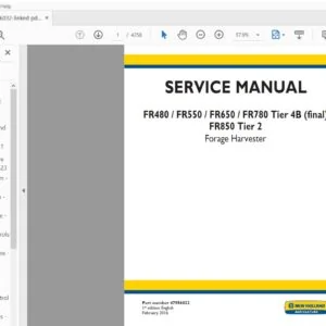 New Holland FR480, FR550, FR650, FR780, FR850 Tier 2 Forage Harvester Service Manual 47956032 - PDF