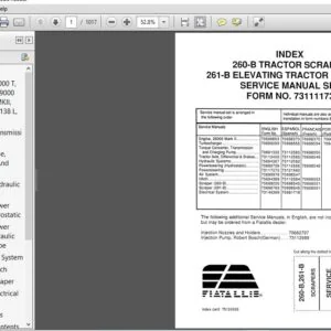 Fiat Allis 260B 261B Elevating Tractor Scraper Service Manual (75124926) Fiat Allis 260B 261B  - PDF Download