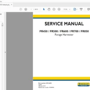 New Holland Forage Harvester FR450, FR500, FR600, FR700, FR850 Service Manual 47812470 - PDF DOWNLOAD