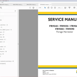 New Holland Forage Harvester FR9040, FR9050, FR9060, FR9080, FR9090 Service Manual 47500830 - PDF