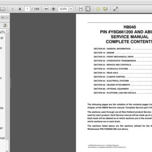 New Holland H8040 Windrower Service Repair Manual (84211418) - NH H8040 Windrower - PDF Download