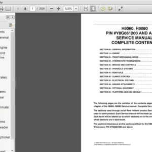New Holland H8060, H8080 Windrower Service Repair Manual (84211407) - NH H8060, H8080 - PDF Download