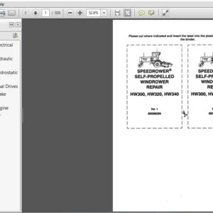 New Holland HW300 HW320 HW340 Windrowers Service Repair Manual (86589299) - PDF Download