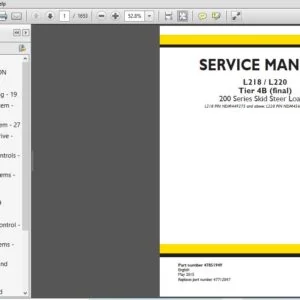 New Holland L218, L220 Tier 4B(final) 200 Series Skid Steer Loader Service Manual (47851949) - PDF Download