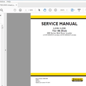 New Holland L218,L220 Tier 4B (final) 200 Series Skid Steer Loader Service Repair Manual (47851949) - PDF Download