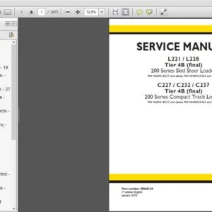 New Holland L221 L228 C227 C232 C237 Tier 4B (final) 200 Series Skid Steer Loader/ Compact Track Loader Service Manual - Download