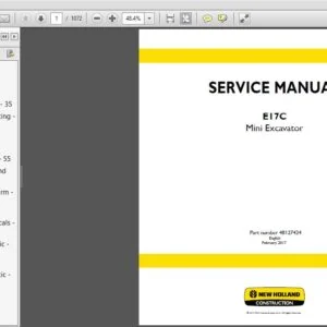 New Holland Mini Excavator E17C Service Manual 48127424 - PDF DOWNLOAD