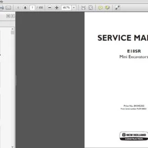 New Holland Mini Excavator E18SR Service Repair Manual 84345202_A4 - NH Mini Excavator E18SR - PDF Download
