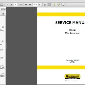 New Holland Mini Excavator E33C Service Manual 48139694 - PDF DOWNLOAD