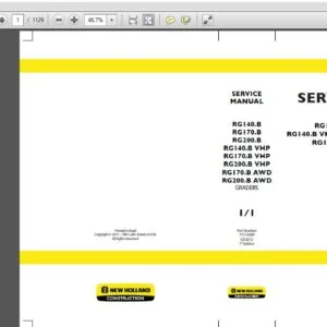 New Holland RG140.B RG170.B RG200.B RG140.B VHP RG170.B VHP RG200.B VHP RG170.B AWD RG200.B AWD GRADERS 71114389 SERVICE MANUAL