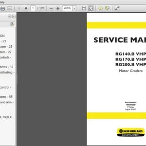 New Holland RG140.B VHP RG170.B VHP RG200.B VHP Motor Graders Service Repair Manual (48050423D) - PDF Download