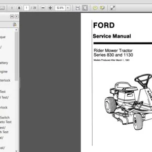 New Holland Rider Mower Tractor Series 830 & 1130 Service Repair Manual (40083010) - PDF Download