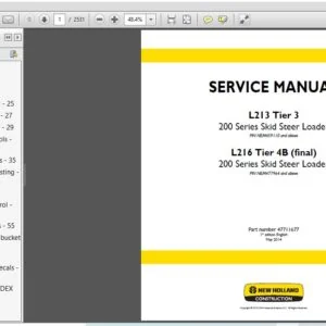 New Holland Skid Steer Loader L213, L216 Tier 4B Service Repair Manual  (47711677) - NH - PDF Download