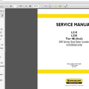 New Holland Skid Steer Loader L218, L220 Tier 4B Service Repair Manual (47711684) - PDF Download